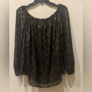 Rock & Republic Metallic Garden On or Off Shoulder Blouse, Large